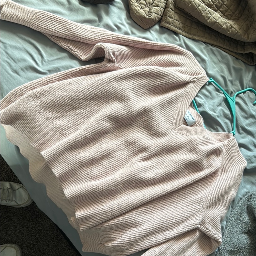 Pink Ribbed Knit Sweater